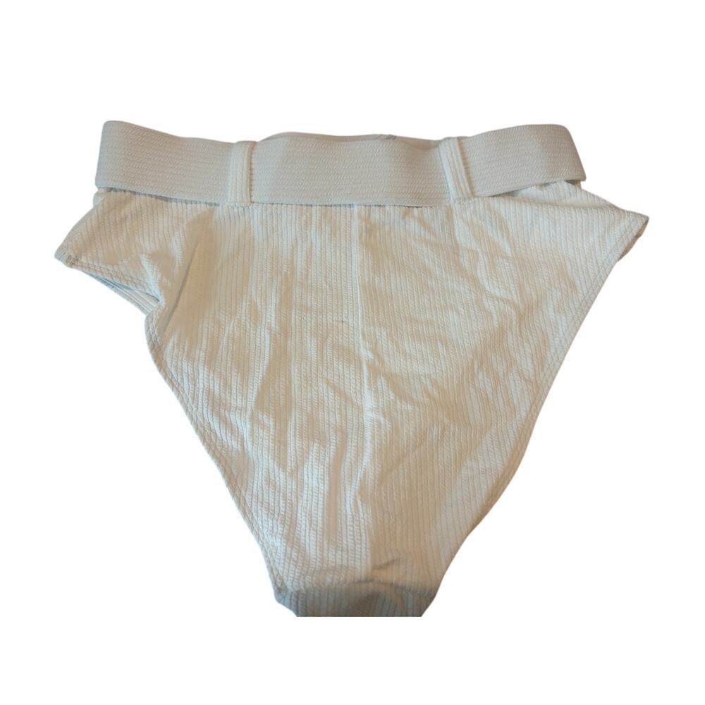 Show Me Your Mumu Women's Ivory Rib Scrunch Bahamas Swim Belted Bottom Size L - Picture 4 of 8